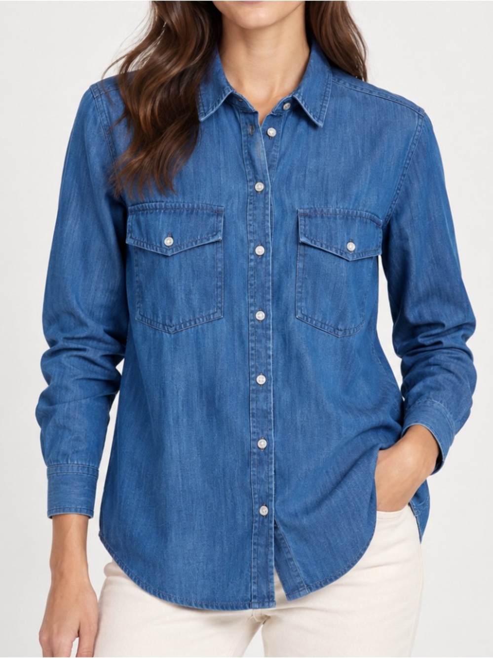 Club Monaco Blue Denim Button-Down Shirt